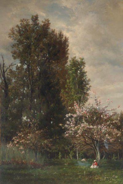 A Figure seated beneath a Cherry Tree